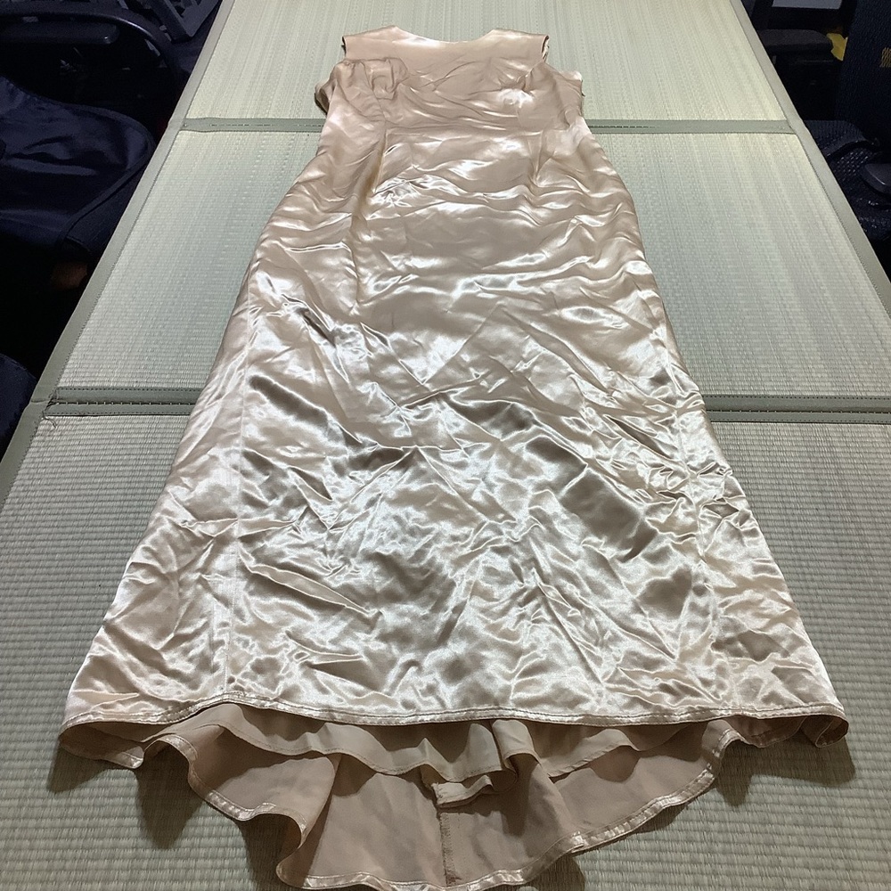 Vintage Jessica McClintock Gold Satin Evening Dress Full Length Sleeveless